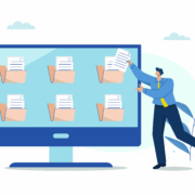 tiedostokansioita tietokoneen näytöllä